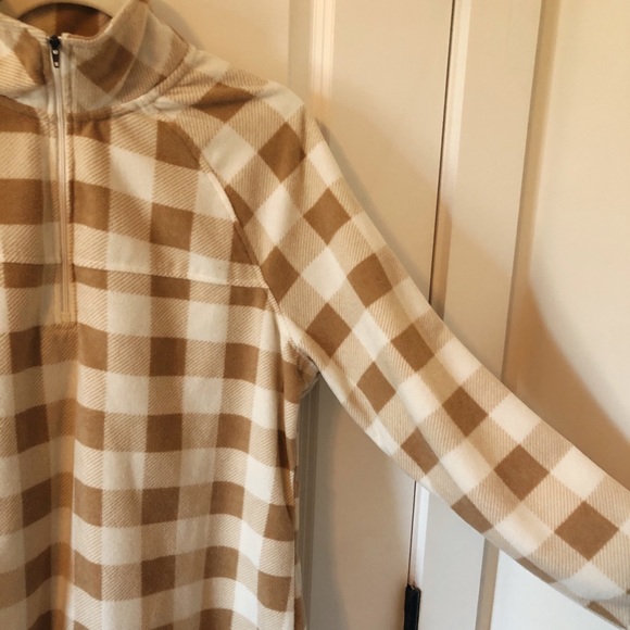 Lightweight Fleece Tan/White Plaid Quarter Zip - Picture 5 of 7